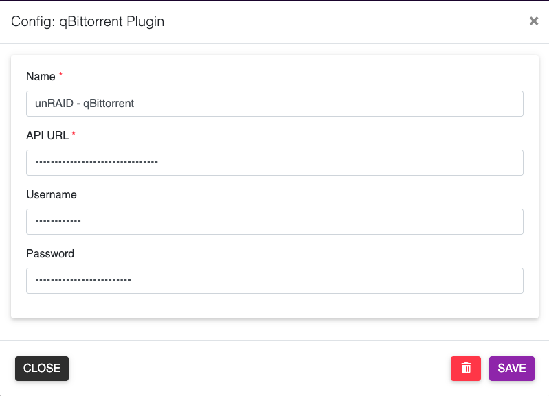 qBittorrent Homebridge Plugin Configuration