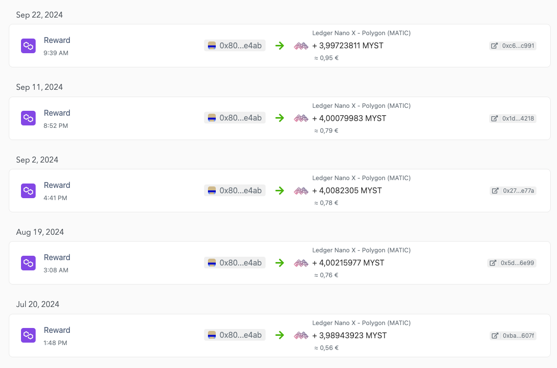 Mysterium Network payouts.